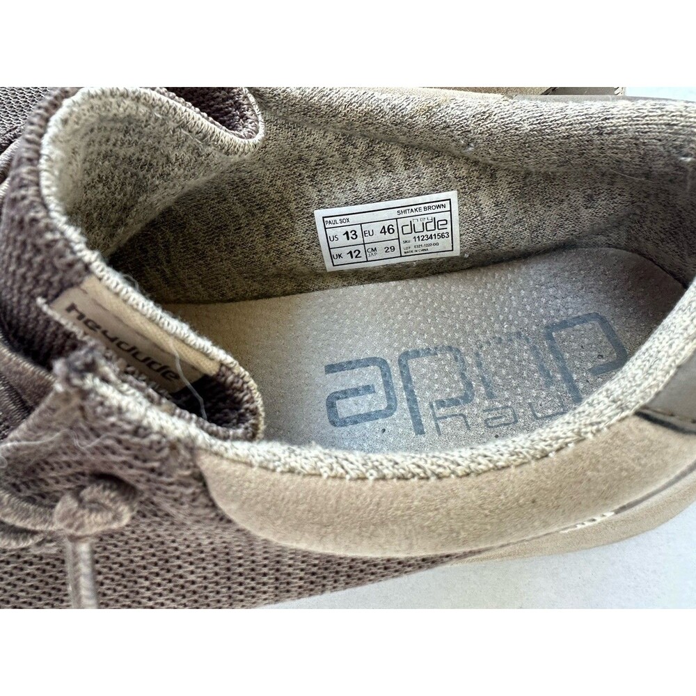 Hey Dude Mens Paul Sox Shoes Slip On Loafers Size 13 Shiitake Brown VGC! - Picture 4 of 8